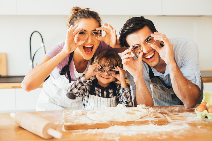 Family having fun in the kitchen
